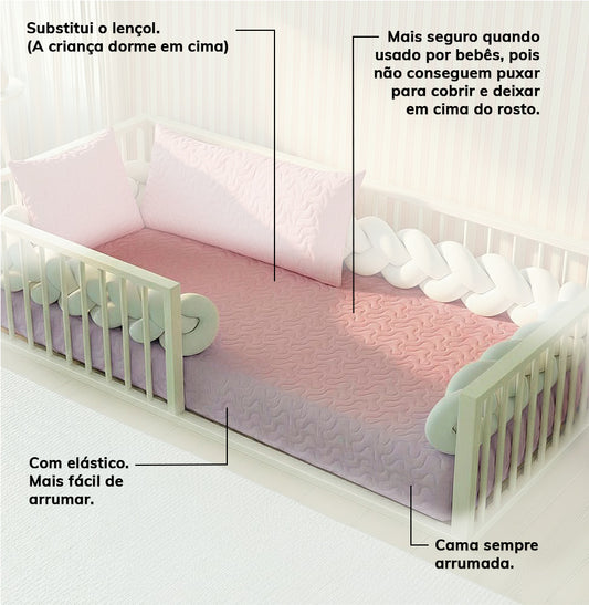 Colcha de Solteiro com Elástico Infinity - Rosa Chá