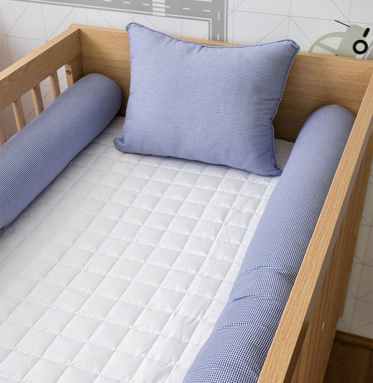 Kit 2 Rolos de Berço Xadrez - Azul 1,30m