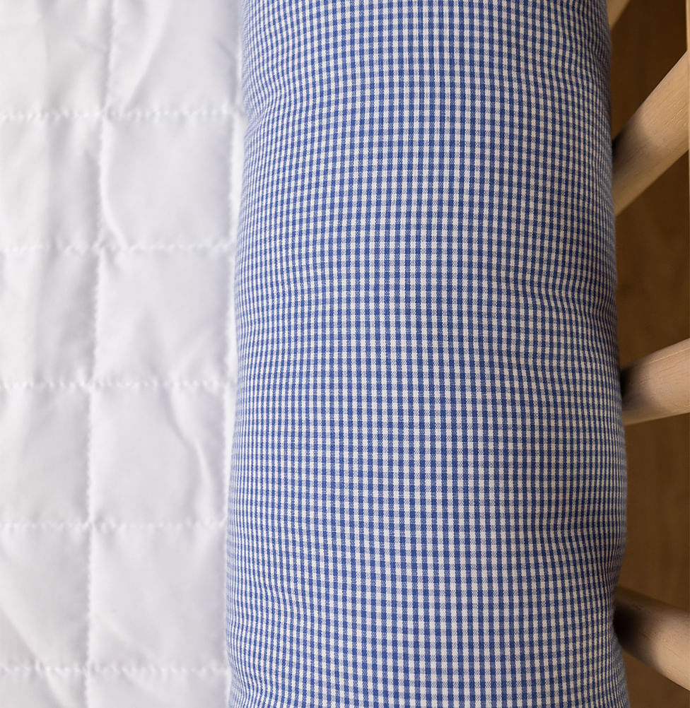 Kit 2 Rolos de Berço Xadrez - Azul 1,30m