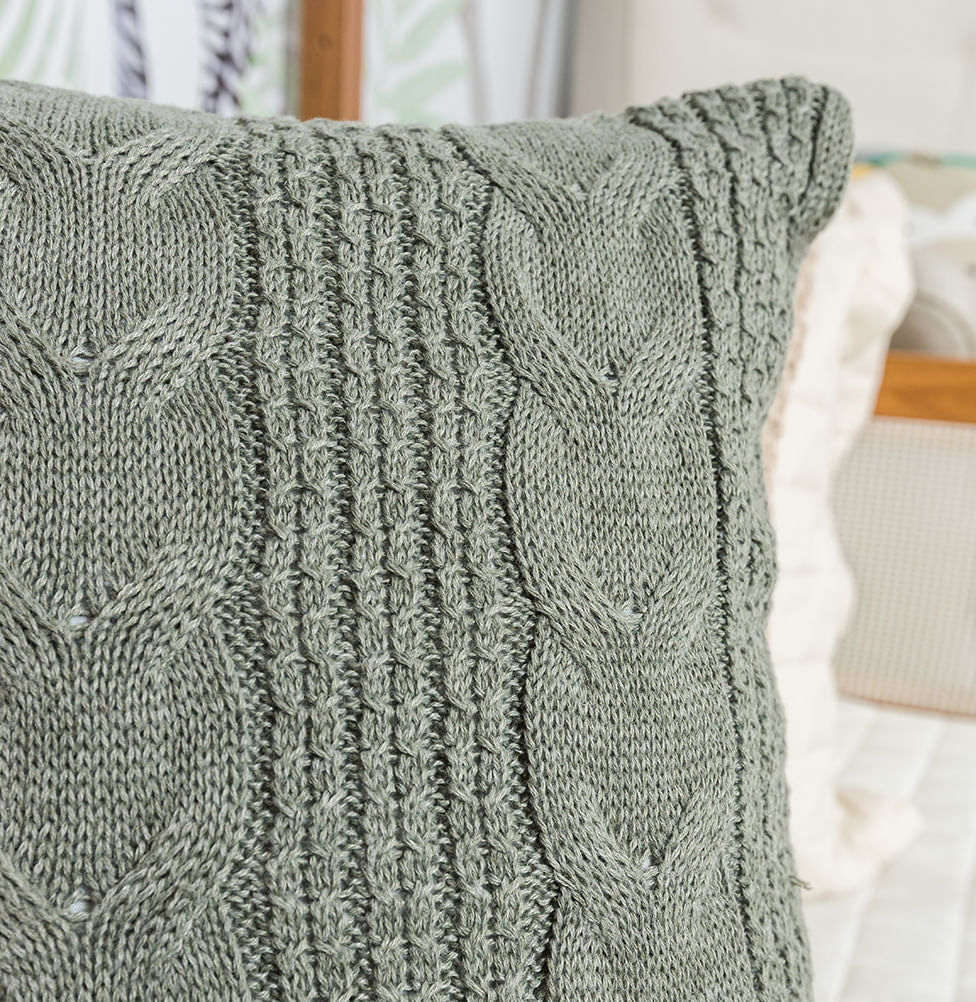 Capa de Almofada Tricot Dalia 50cm x 50cm - Verde Malva