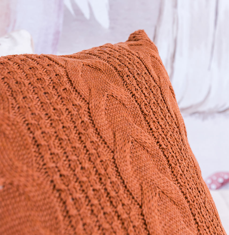Capa de Almofada Tricot Dalia 50cm x 50cm - Cobre