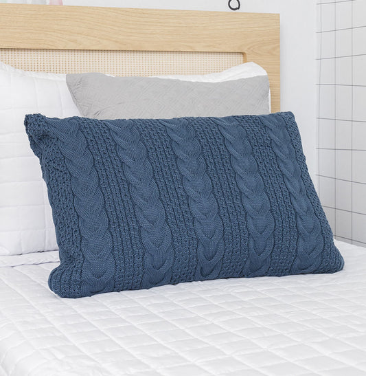 Capa de Almofada Tricot Dalia 60cm x 40cm - Azul Jeans