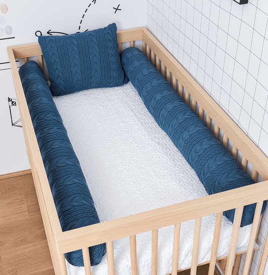 Kit 2 Rolos de Berço Tricot Dalia 1,30m - Azul Jeans