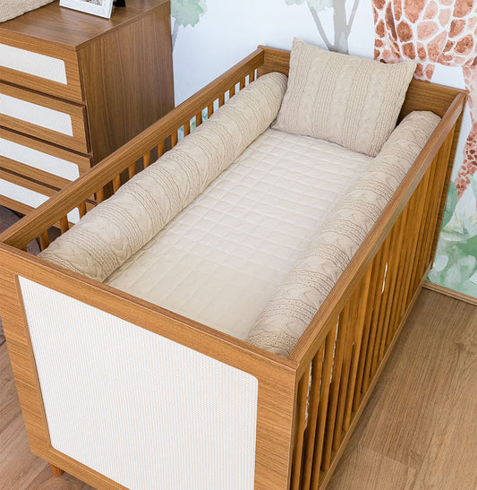 Kit 2 Rolos de Berço Tricot Dalia 1,30m - Bege Geada