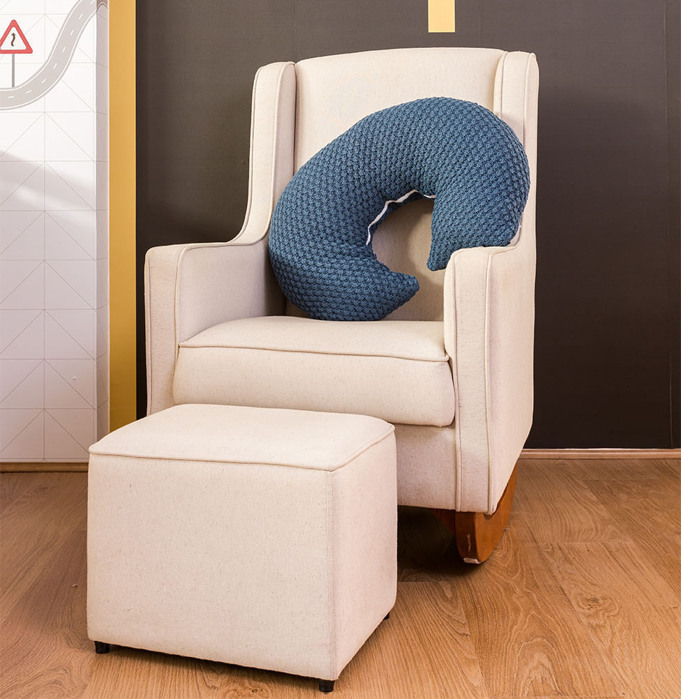 Almofada de Amamentação Tricot Colmeia - Azul Jeans