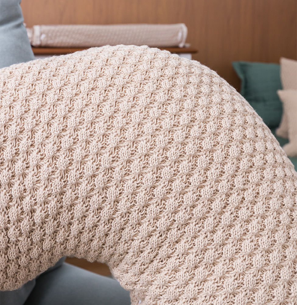 Almofada de Amamentação Tricot Colmeia - Bege Geada