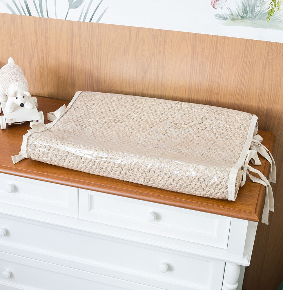 Trocador Tricot Colmeia - Bege Geada