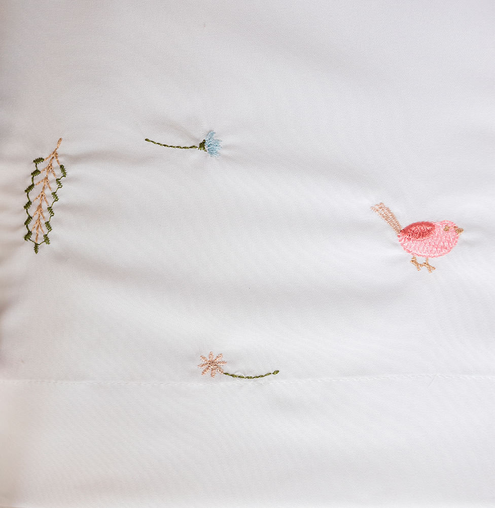 Lençol de Berço Passarinho 3 Peças - Branco