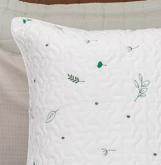 Capa de Almofada Bordado Ramos 50x50cm - Branco