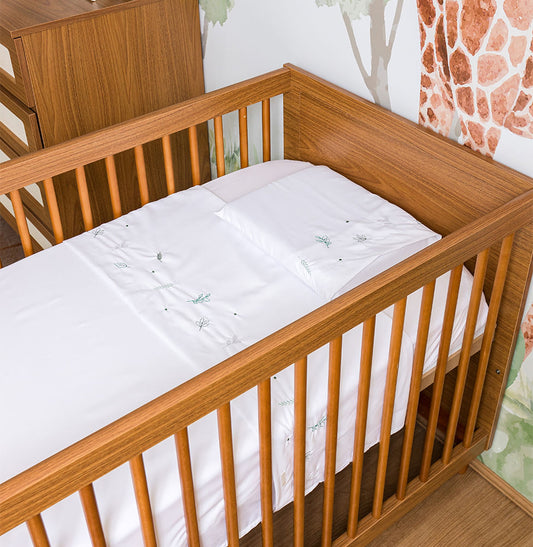 Lençol de Berço Ramos 3 Peças - Branco