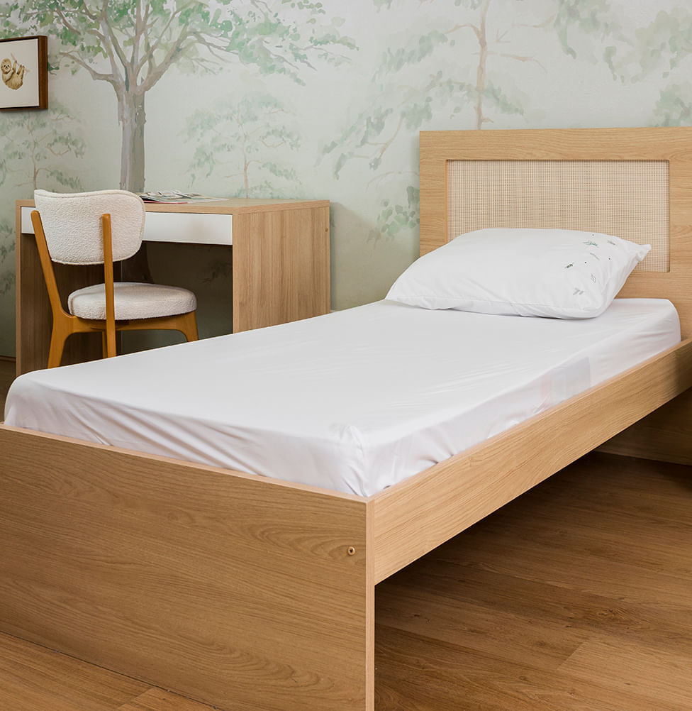 Lençol de Solteiro Ramos 3 Peças - Branco