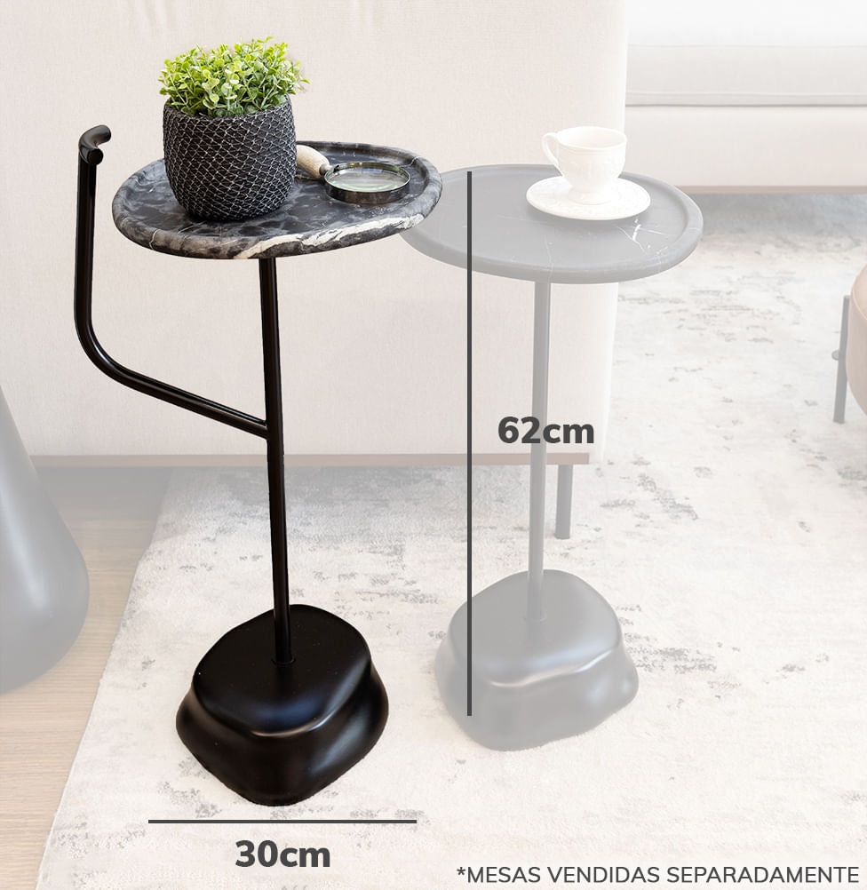 Mesa Lateral Rock Nero Com Alça - 62cm