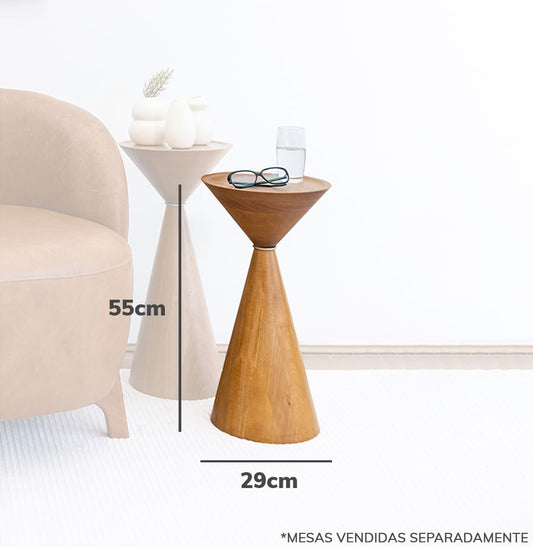 Mesa Lateral Tampo Madeira Damasco - 55cm