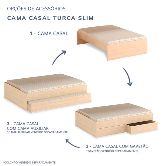 Cama Casal Turca Slim - Carvalho