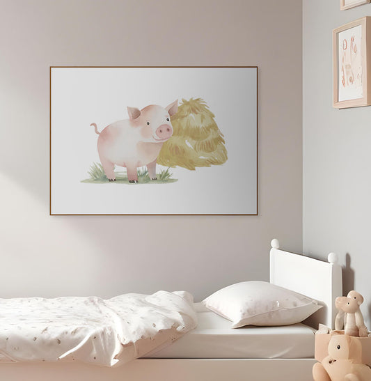 Quadro Infantil Fazenda Porquinho - Horizontal