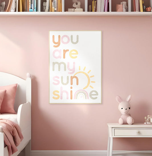 Quadro Infantil You Are My Sunshine Aquarela Candy - Vertical