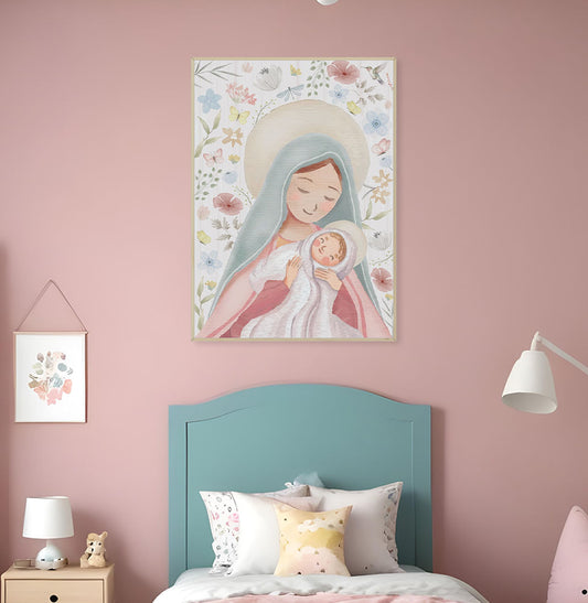 Quadro Infantil Nossa Senhora Outono Candy - Vertical