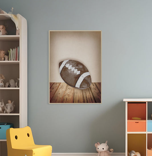 Quadro Infantil Futebol Americano Bege - Vertical