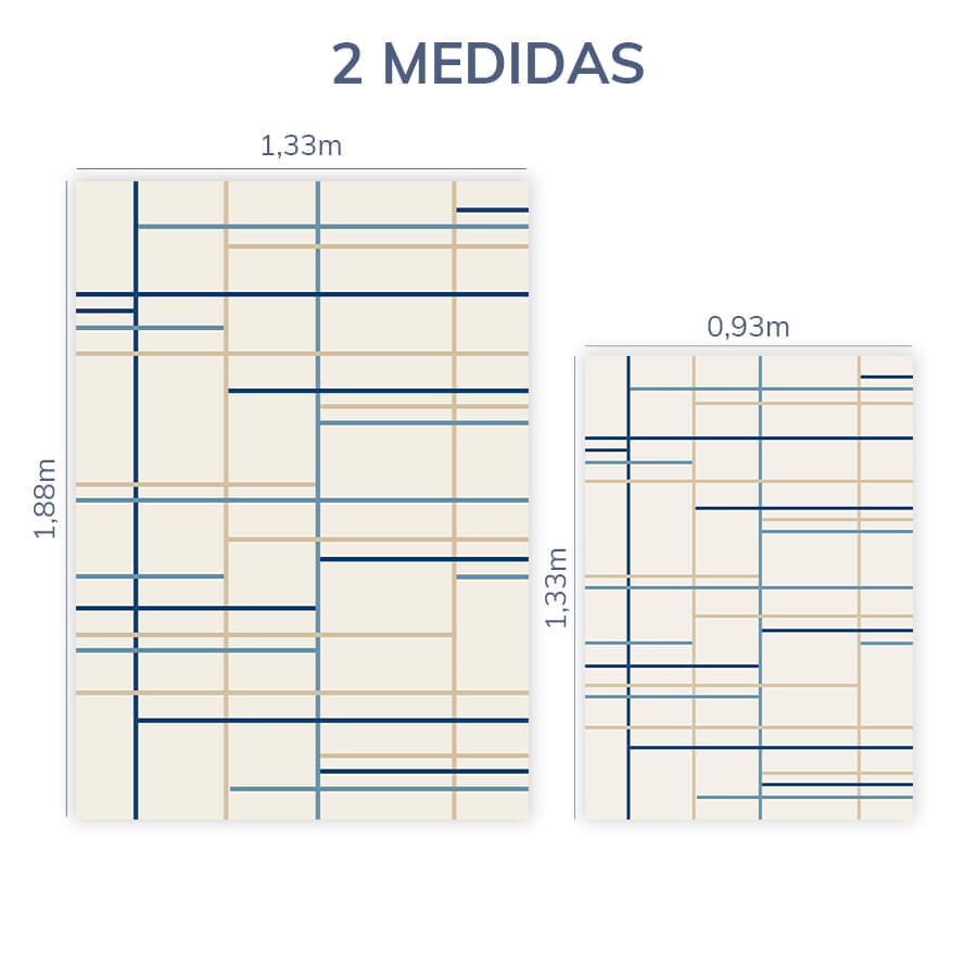 Tapete Infantil Retangular Listras Horizontais e Verticais - Azul