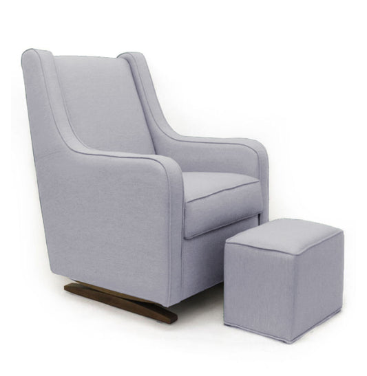 Poltrona de Amamentação Slim com Balanço e Puff - Cinza Prata