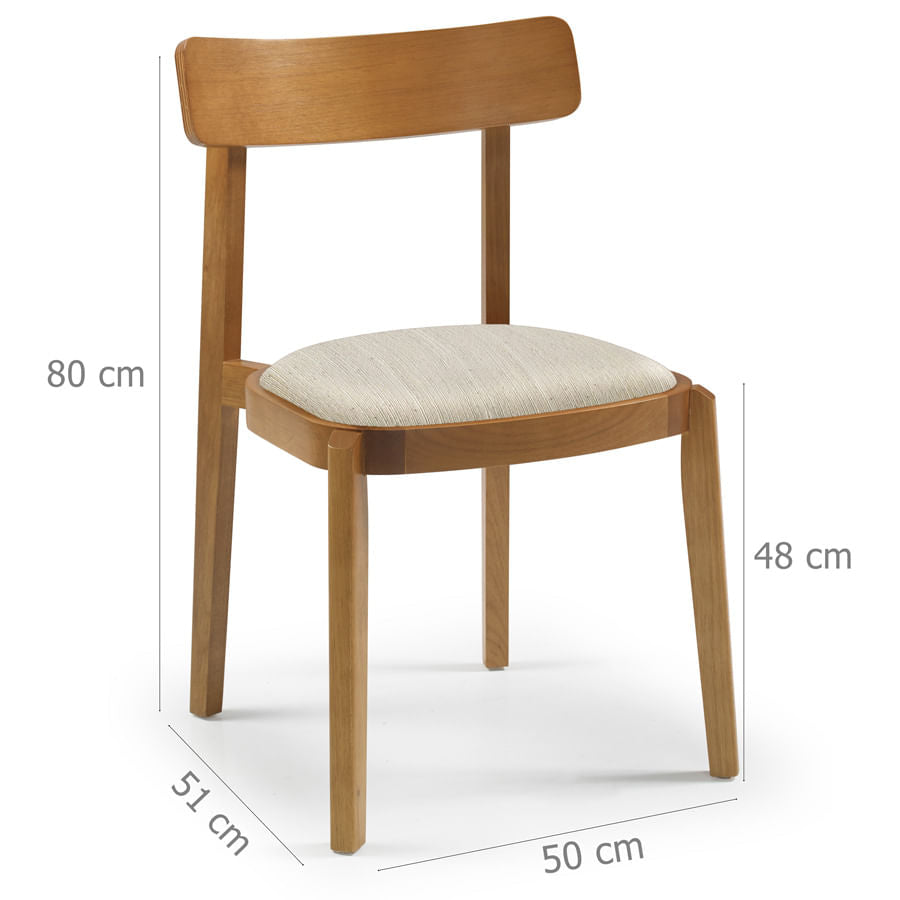 Conjunto de 2 Cadeiras Para Mesa de Jantar Petit Freijó - Cru