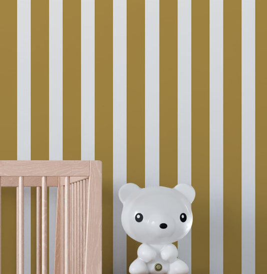 Papel de Parede Listrado Largo Amarelo