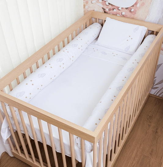 Kit 2 Rolos de Berço Bordado Nuvem 1,30m - Branco