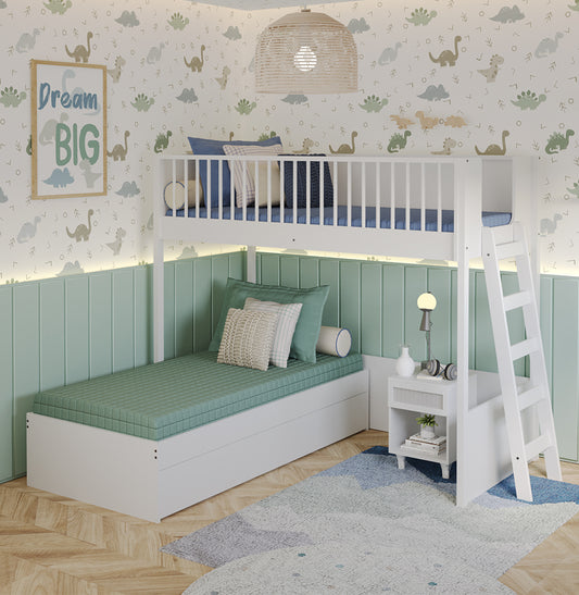 Beliche Slim Com Cama Turca Solteiro - Branco