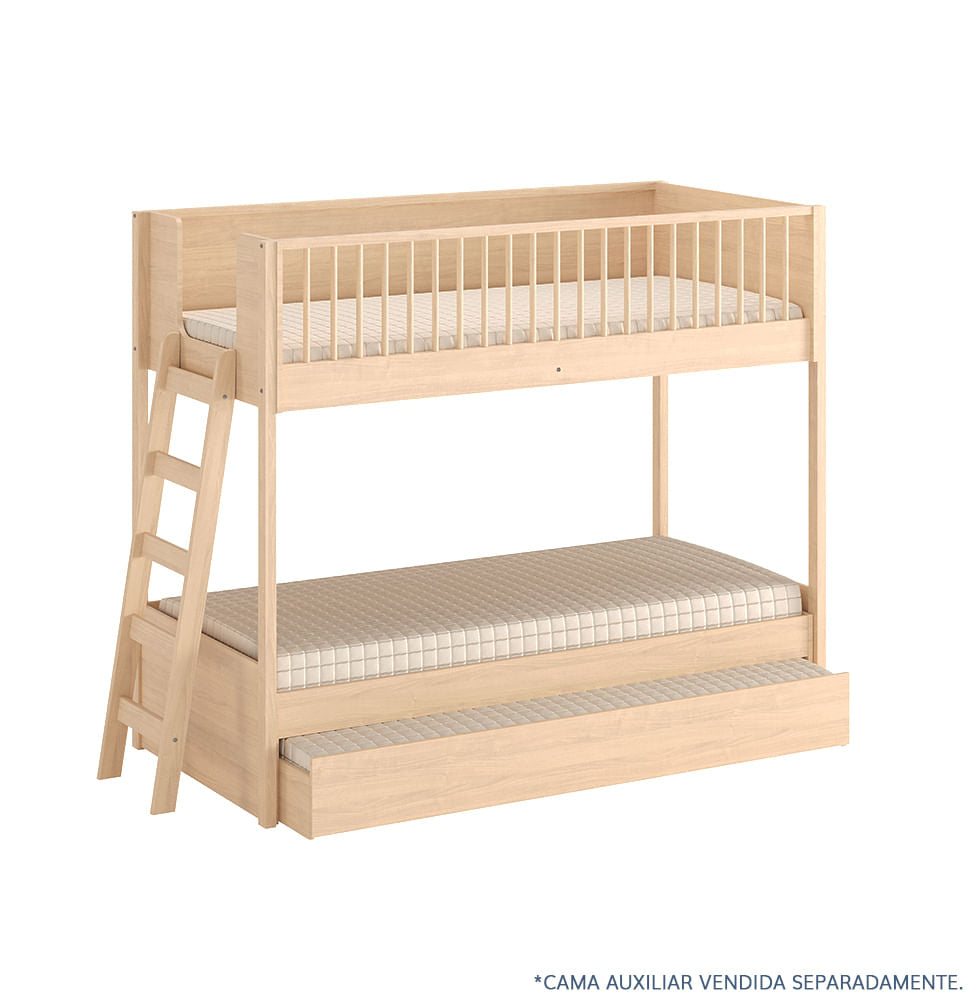 Beliche Slim Com Cama Turca Solteiro - Carvalho