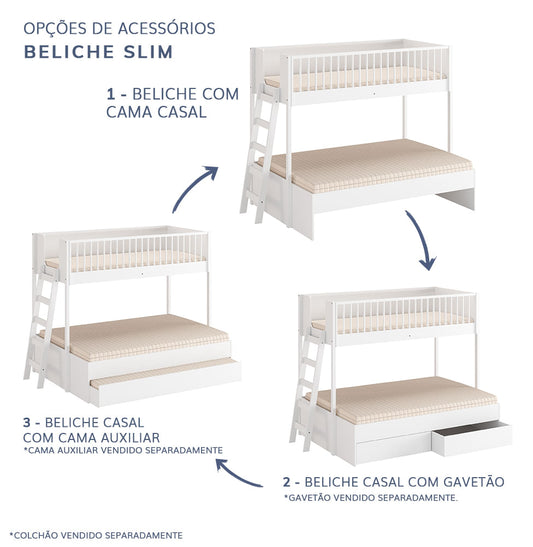 Beliche Slim Com Cama Turca Casal - Branco