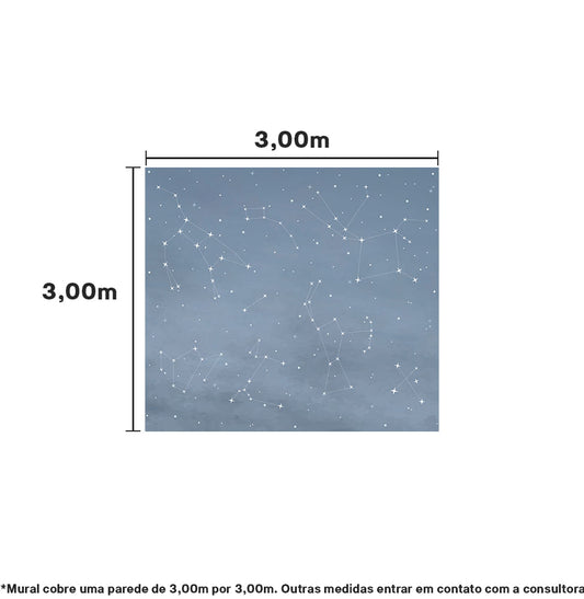 Papel de Parede Infantil Adesivo Constelações - Mural 3m x 3m - Bota Fora