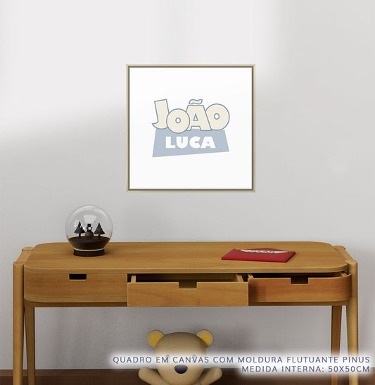 Quadro Infantil Toy com Nome Personalizado Azul - Quadrado