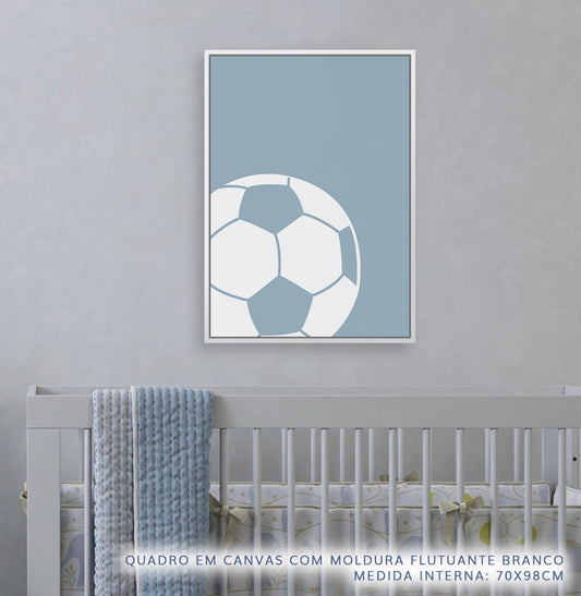 Quadro Infantil Bola de Futebol Azul - Vertical