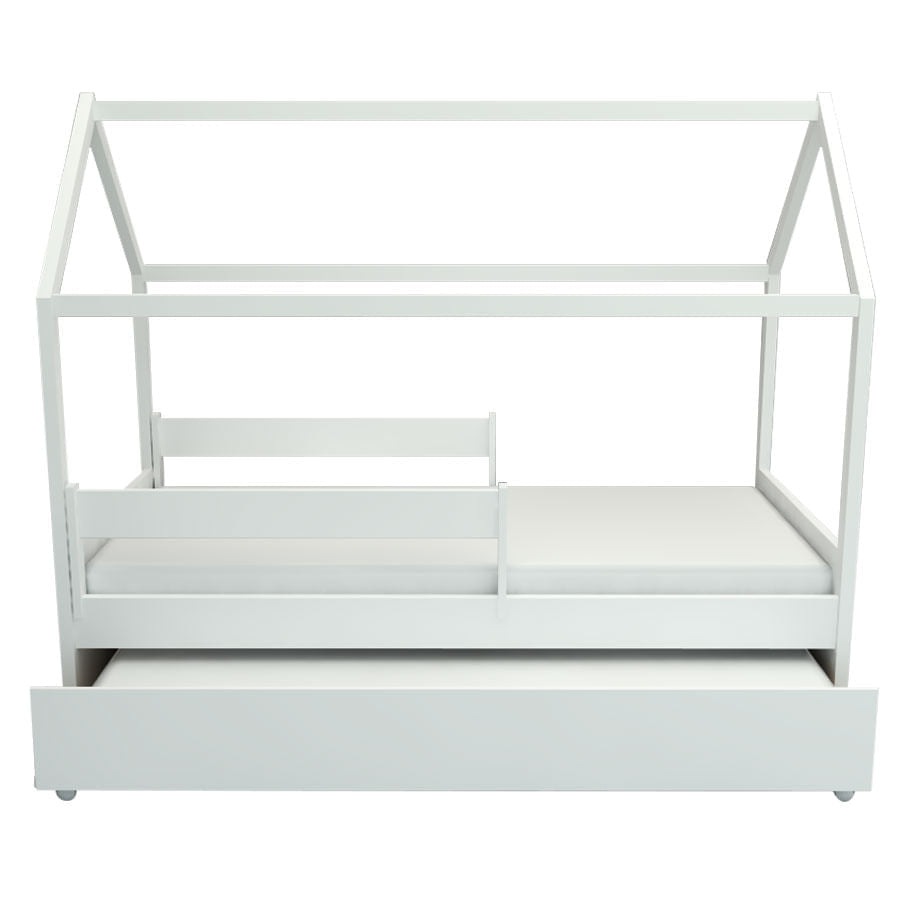 Cama com Casinha Up 2 em 1 com Cama Auxiliar - Branca