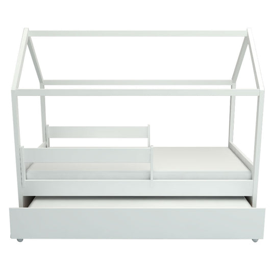 Cama com Casinha Up 2 em 1 com Cama Auxiliar - Branca