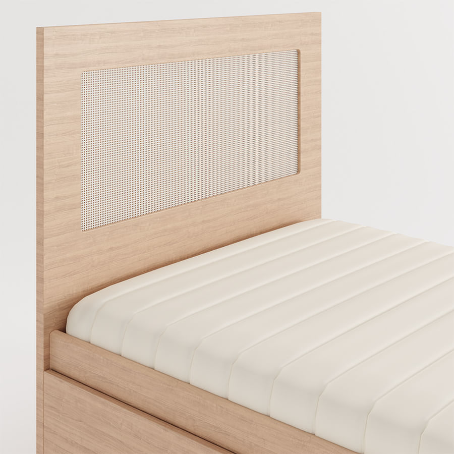 Cama Solteiro Haus Nature com Cama Auxiliar - Carvalho
