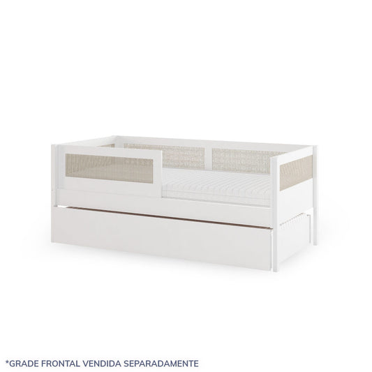 Combo Cama Sofá Haus Nature Com Palha 2 em 1 Com Cama Auxiliar - Branco