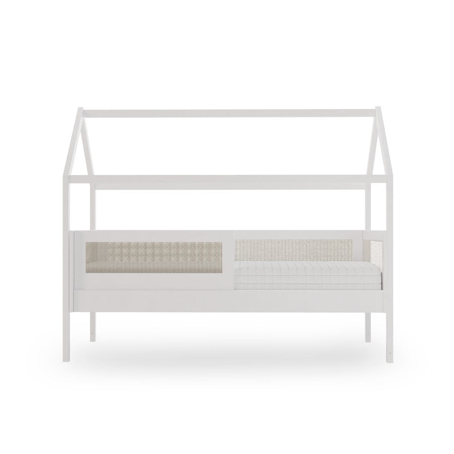 Combo Cama Sofá Haus Nature Casinha Com Palha 2 em 1 Com Cama Auxiliar - Branco