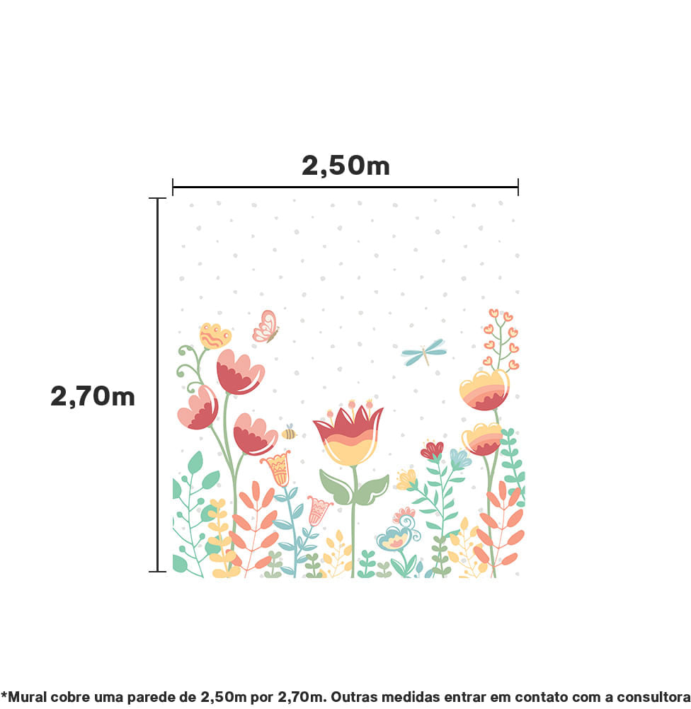 Papel de Parede Adesivo Infantil Jardim da Lorena - Mural 2,50m x 2,70m - Bota Fora