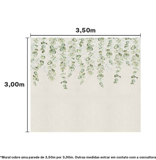 Papel de Parede Adesivo Infantil Jardim Suspenso Tropical - Mural 3,50m x 3,0m - Bota Fora