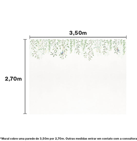Papel de Parede Adesivo Infantil Jardim Suspenso - Mural 3,50m x 2,70m - Bota Fora