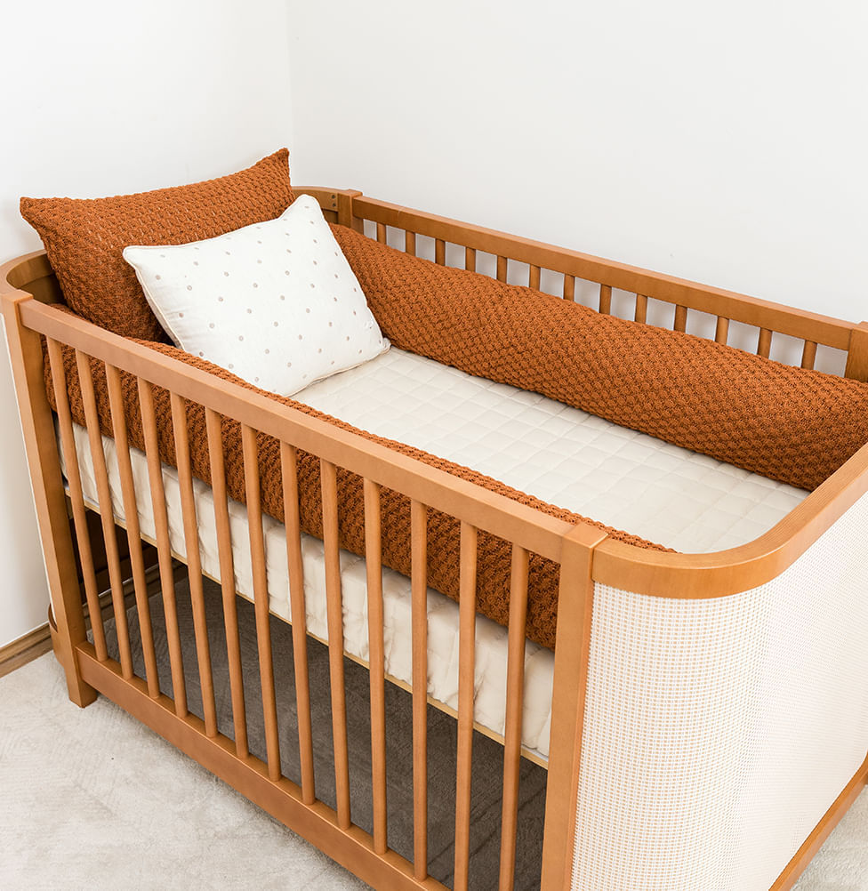 Kit Berço 5 Peças Colmeia Quadradinho e Poá - Cobre