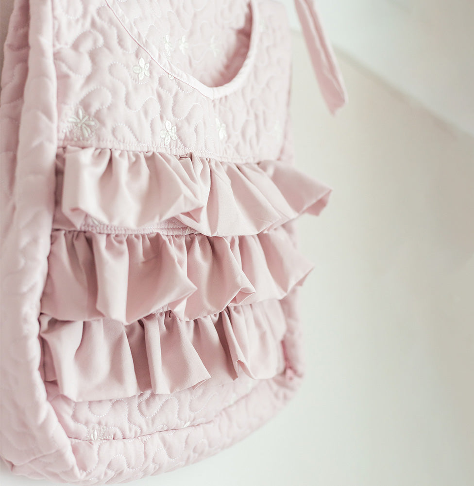 Porta Fraldas Bordado Flores e Borboletas - Rosa Nuvem