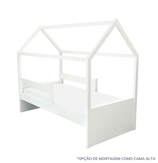 Cama Up 2 em 1 Com Casinha Montessoriana - Branco