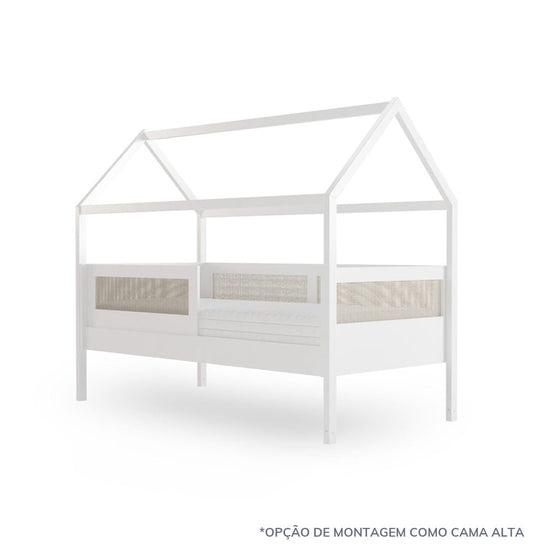 Cama Sofá Haus Nature Casinha com Palha 2 em 1 Montessoriana - Branco