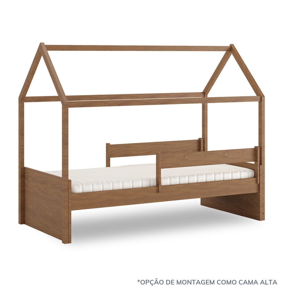 Cama Up 2 em 1 Com Casinha Montessoriana - Freijó