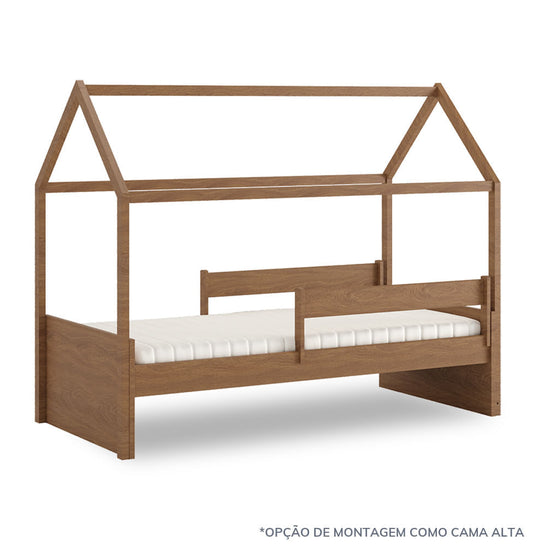 Cama Up 2 em 1 Com Casinha Montessoriana - Freijó