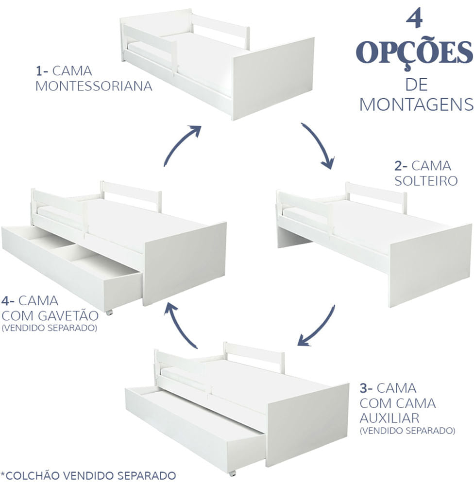 Cama Up 2 em 1 Montessoriana - Azul Claro