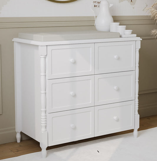 Cômoda de Bebê Monet 6 Gavetas 100cm - Branco
