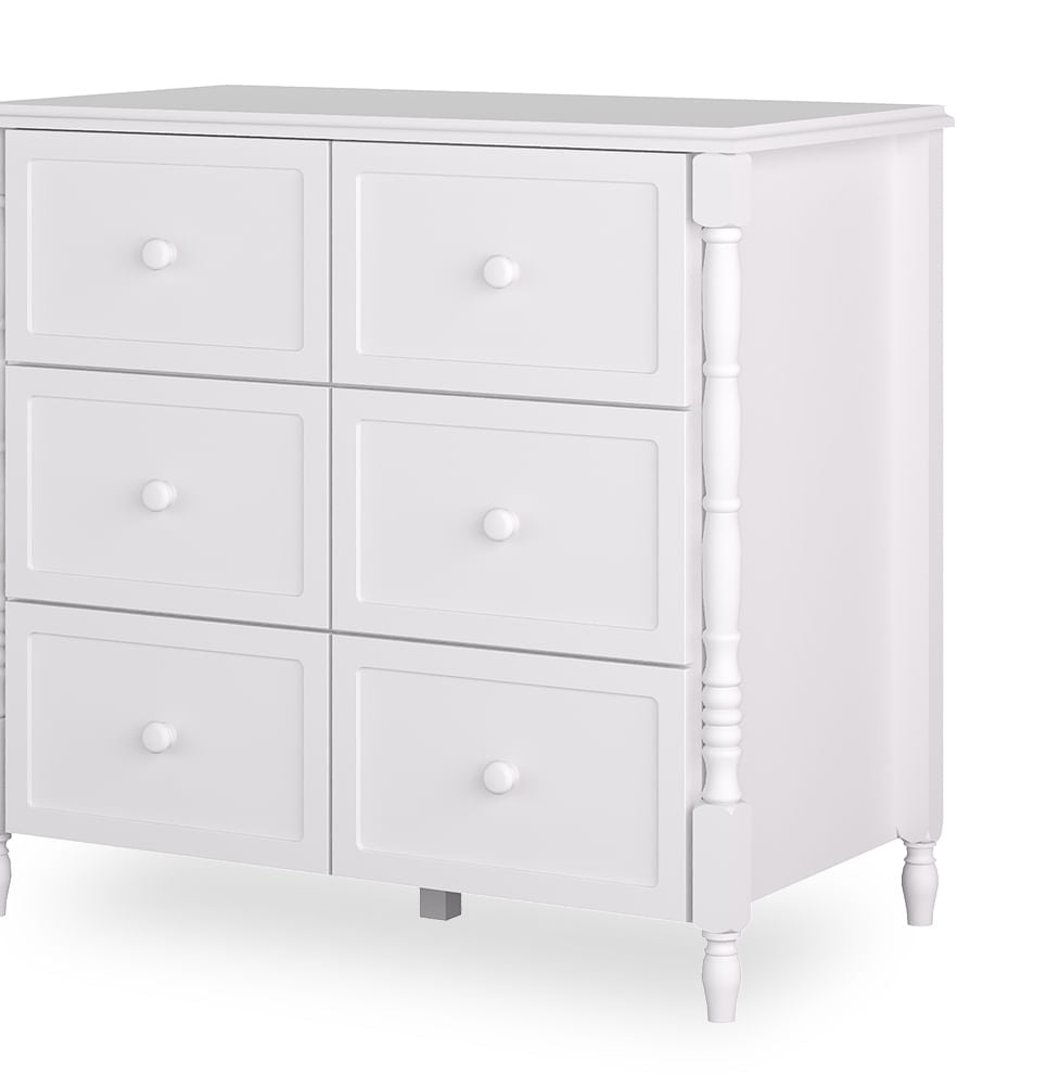 Cômoda de Bebê Monet 6 Gavetas 100cm - Branco
